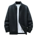 thumbnail image 1 of Xzbqbs Mens Knitted Jackets Full Zip Up Fleece Warm Slim Sweater Coat Fashion Lightweight Solid Color Stand Collar Sweater Jacket, 1 of 9