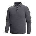 thumbnail image 1 of Xzbqbs Mens Knitted Long Sleeve Polo Shirts Solid Casual Button Lapel Pullover Sweater Shirt Lightweight Slim Fall Winter Shirt, 1 of 6
