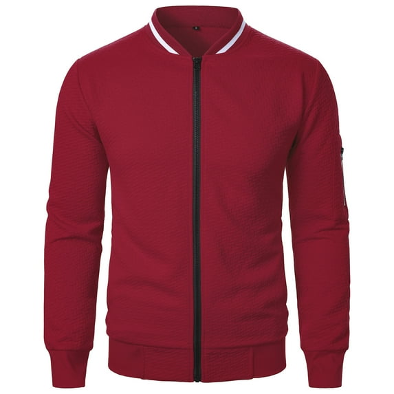 Xzbqbs Mens Lightweight Jackets Casual Full Zip Up Sweat Jackets for Men Waffle Bomber Jacket Fashion Solid Color Outwear Jacket