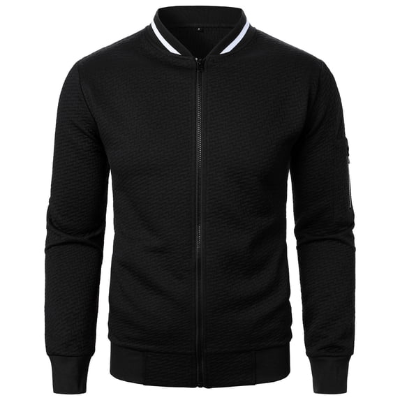Xzbqbs Mens Lightweight Jackets Casual Full Zip Up Sweat Jackets for Men Waffle Bomber Jacket Fashion Solid Color Outwear Jacket