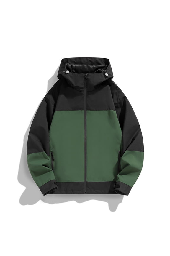 Mens Lightweight Softshell Hooded Jacket Casual Tactical Waterproof Color Block Raincoat Winter Windbreaker Workwear Jacket