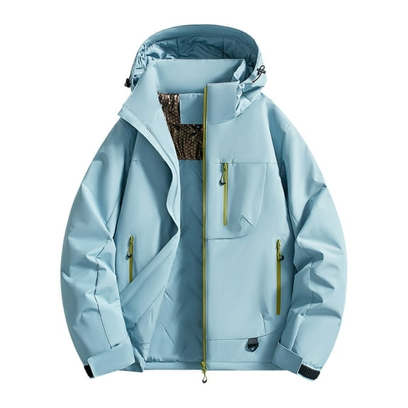 Xzbqbs Mens Lightweight Windbreaker Rain Jacket Waterproof Winter Work Coat Water Resistant Warm Coats Insulated Thermal Jacket