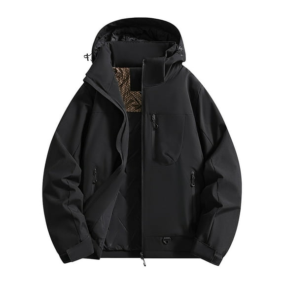 Xzbqbs Mens Lightweight Windbreaker Rain Jacket Waterproof Winter Work Coat Water Resistant Warm Coats Insulated Thermal Jacket