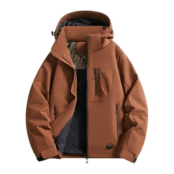 Xzbqbs Mens Lightweight Windbreaker Rain Jacket Waterproof Winter Work Coat Water Resistant Warm Coats Insulated Thermal Jacket
