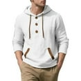 thumbnail image 1 of Xzbqbs Mens Linen Henley Hoodies Long Sleeve Button Down Sweatshirts Drawstring Casual Beach Pullover Hoodie Sweatshirts with Pocket, 1 of 3