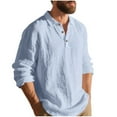 thumbnail image 1 of Xzbqbs Mens Linen Polo Shirts Casual Long Sleeve Button Shirts Lightweight Pullover Tops Classic Golf Shirts Dress Shirts for Men, 1 of 3
