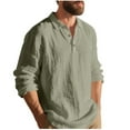 thumbnail image 1 of Xzbqbs Mens Linen Polo Shirts Casual Long Sleeve Button Shirts Lightweight Pullover Tops Classic Golf Shirts Dress Shirts for Men, 1 of 7