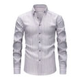 thumbnail image 1 of Xzbqbs Mens Linen Polo Shirts Long Sleeve Casual Button Striped Shirts Lightweight Pullover Shirts Classic Golf Shirts for Men, 1 of 3