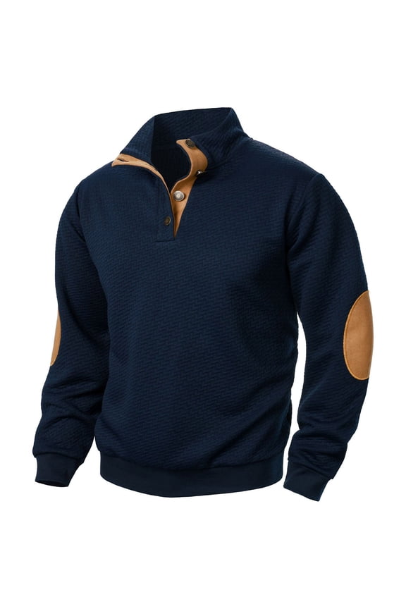 Mens Long Sleeve Button Down Shirts Solid Color Casual Stand Collar Shirts Classic Fit Lightweight Pullover Tee Shirts