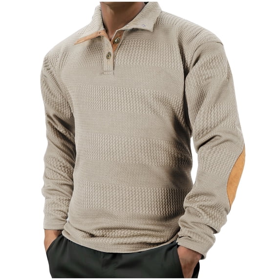 Xzbqbs Mens Long Sleeve Knitted Shirt Button Down Solid Color Casual Lapel Pullover Tops Fashion Classic Fit Lightweight Shirts