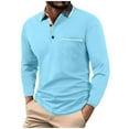 thumbnail image 1 of Xzbqbs Mens Long Sleeve Polo Shirts Casual Classic Henley Basic Button Down Pullover Tops Lightweight V-Neck Tops with Pocket, 1 of 7