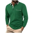 thumbnail image 1 of Xzbqbs Mens Long Sleeve Polo Shirts Casual Classic Henley Basic Button Down Pullover Tops Lightweight V-Neck Tops with Pocket, 1 of 7