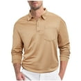 thumbnail image 1 of Xzbqbs Mens Long Sleeve Polo Shirts Regular Fit Casual Button Classic Shirt Quick Dry Outdoor Lapel Pullover Golf Shirt with Pocket, 1 of 7