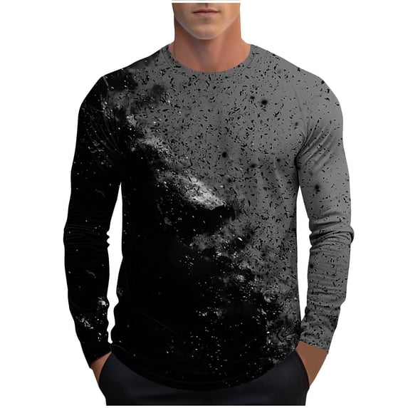 Xzbqbs Mens Long Sleeve Shirts Casual Gradient Color Loose Pullover Graphic Tee Shirts Fall Fashion Athletic Sweatshirts for Men