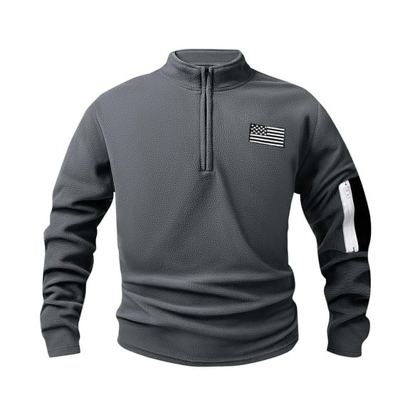 Xzbqbs Mens Long Sleeve Shirts Casual Half Zipper Tactical Stand Collar Padded Pullover Tops Solid Slim Lightweight Fall Shirts