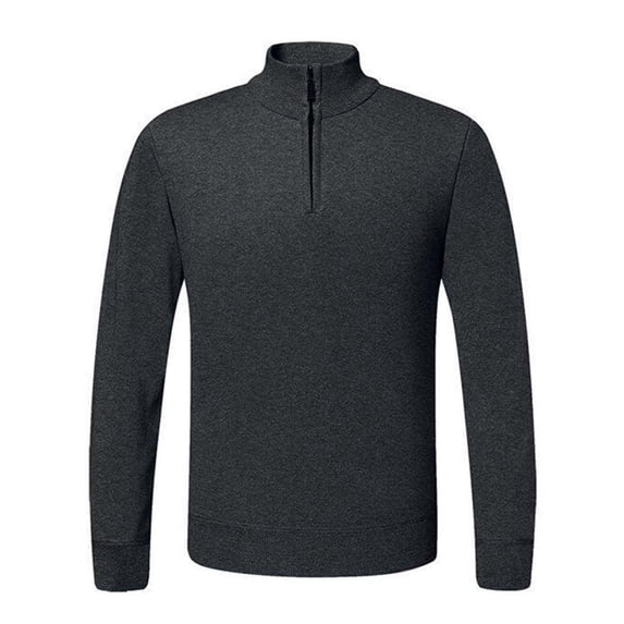 Xzbqbs Mens Long Sleeve Shirts Casual Quarter Zip Stand Collar Fleece Pullover Solid Slim Fit Rib Edge Fall Winter Shirts for Men