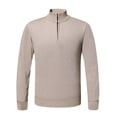 thumbnail image 1 of Xzbqbs Mens Long Sleeve Shirts Casual Quarter Zip Stand Collar Fleece Pullover Solid Slim Fit Rib Edge Fall Winter Shirts for Men, 1 of 7