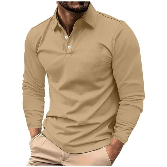 Xzbqbs Mens Polo Shirts Casual Long Sleeve Button Shirts Lightweight Pullover Shirts Classic Golf Shirts Dress Shirts for Men
