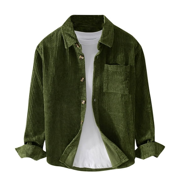 Xzbqbs Mens Polo Shirts Corduroy Long Sleeve Solid Color Button Down Pullover Tops Casual Fashion Classic Fit Shirt with Pocket