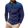 thumbnail image 1 of Xzbqbs Mens Polo Shirts Long Sleeve Polka Dot Gradient Lapel Button Shirts Casual Lightweight Pullover Golf Shirts for Men, 1 of 6