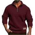 thumbnail image 1 of Xzbqbs Mens Quarter Zip Pullover Mock Neck Quilted Sweatshirt Casual Long Sleeve Polo Sweater Fashion Lightweight Sweatshirts, 1 of 7