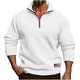 thumbnail image 1 of Xzbqbs Mens Quarter Zip Pullover Mock Neck Quilted Sweatshirt Casual Long Sleeve Polo Sweater Fashion Lightweight Sweatshirts, 1 of 8