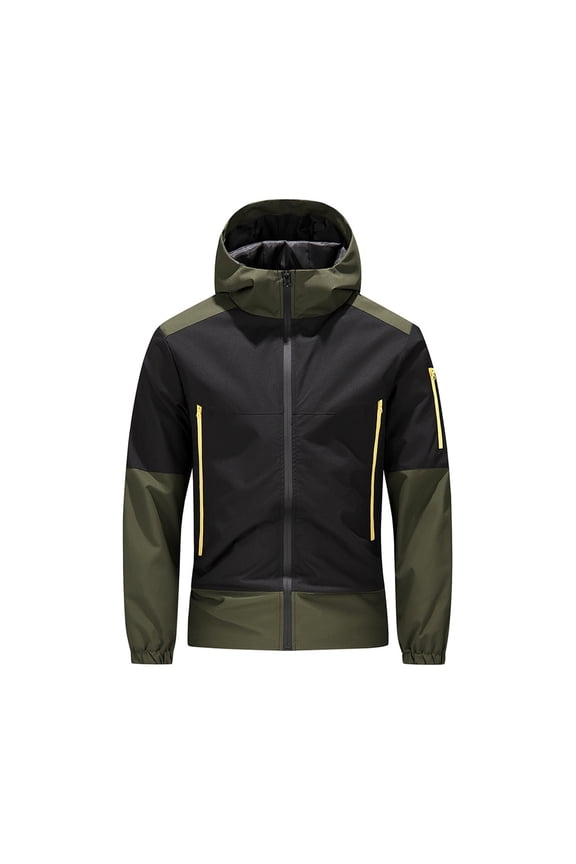 Mens Rain Jacket Waterproof with Hooded Hiking Coat Lightweight Windbreaker Softshell Outdoor Travel Jacket for Men