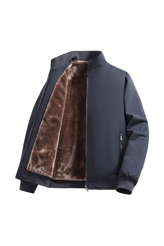 Mens Sherpa Lined Bomber Jackets Casual Winter Fleece Lined Thicken Warm Zip Up Sports Coat Winter Thermal Athletic Coat