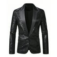 thumbnail image 1 of Xzbqbs Mens Shiny Floral Jacket Sequin Blazer Sparkly Glitter Suit Jacket Slim Fit Suit Jacket for Party Wedding Banquet Prom, 1 of 6