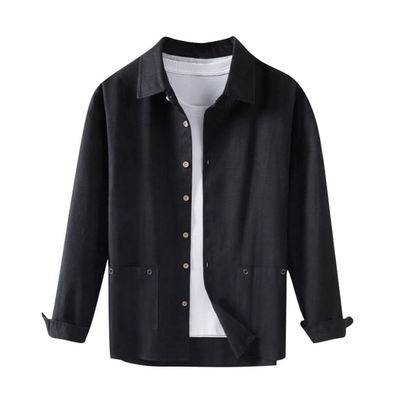 Xzbqbs Mens Shirts Casual Long Sleeve Button Down Lapel Shirts Shacket Fashion Lightweight Solid Collared Shirts with Pocket