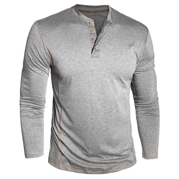 Xzbqbs Mens Shirts Long Sleeve Casual Classic Henley Cotton T-Shirts Lightweight Button Tee Shirts Business Shirts for Men