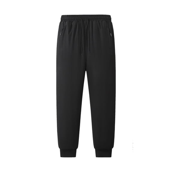 Xzbqbs Mens Sweatpants Fleece Lined Thermal Pants Elastic Waist Drawstring Straight Jogger Cuffed Pants for Men with Zipper Pocket