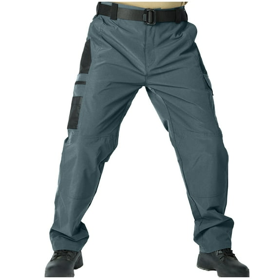 Xzbqbs Mens Tactical Cargo Pants Stretch Flex Quick Dry Waterproof Lightweight Hiking Workwear Pants Color Block Outdoor Pants