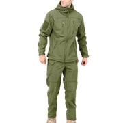 Xzbqbs Mens Tactical Suits 2 Piece Outdoor Training Hiking Workwear Suits for Men Full Zip Hoodie Jacket and Jogger Cargo Pants