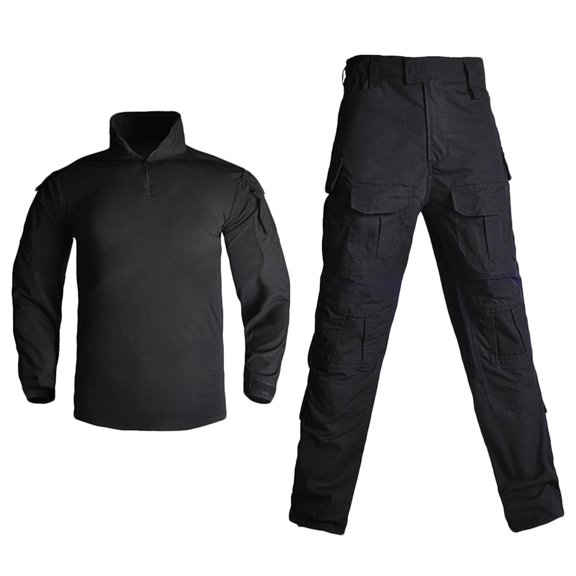 Xzbqbs Mens Tactical Suits 2 Piece Outdoor Training Hiking Workwear Suits for Men Quarter Zip Long Sleeve Shirt and Waterproof Pants