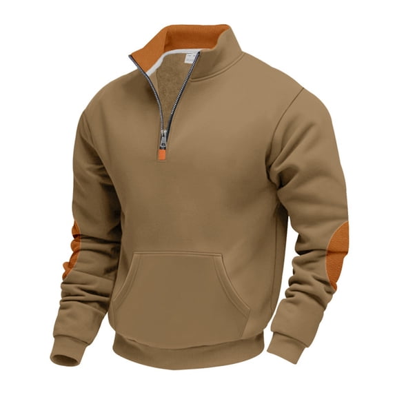 Xzbqbs Mens Tactical Sweatshirs Zip Up Pullover Hoodie Casual Lightweight Long Sleeve Slim Fit Patwork Sweatshirt with Pockets