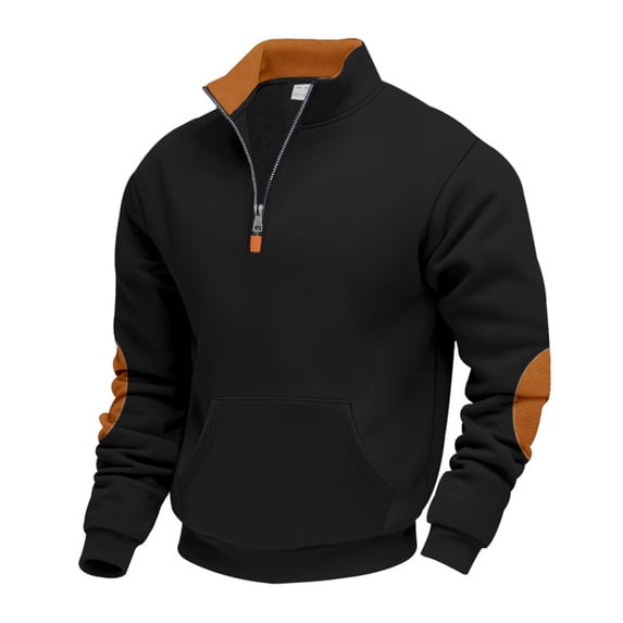 Xzbqbs Mens Tactical Sweatshirs Zip Up Pullover Hoodie Casual Lightweight Long Sleeve Slim Fit Patwork Sweatshirt with Pockets