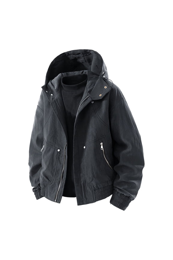 Mens Tactical Work Jackets Casual Lightweight Full-Zip Sport Coats Lightweight Workout Running Jacket with Zipper Pockets