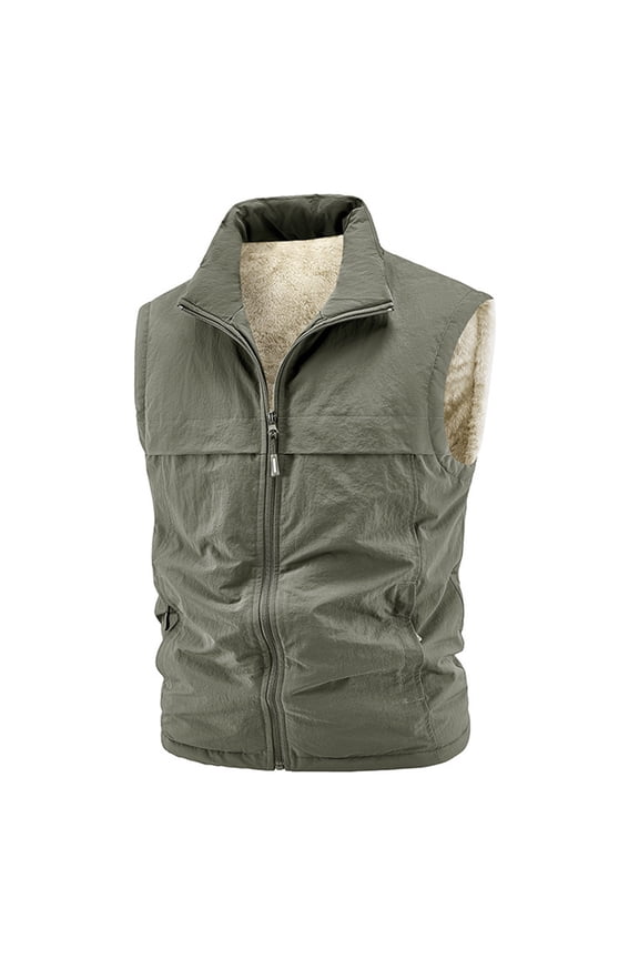 Mens Track Jacket Full Zip Fleece Lined Sherpa Winter Vest Coat Casual Lightweight Stand Collar Workout Running Sweat Jacket