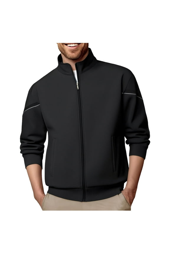 Mens Track Jackets Casual Lightweight Full-Zip Solid Color Sport Coats Light Workout Running Sweat Jacket With Pockets