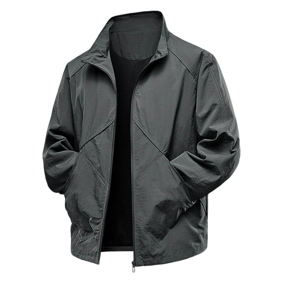 Xzbqbs Mens Track Jackets Casual Lightweight Full Zip Solid Work Coats Lightweight Workout Running Fishing Jacket With Pockets