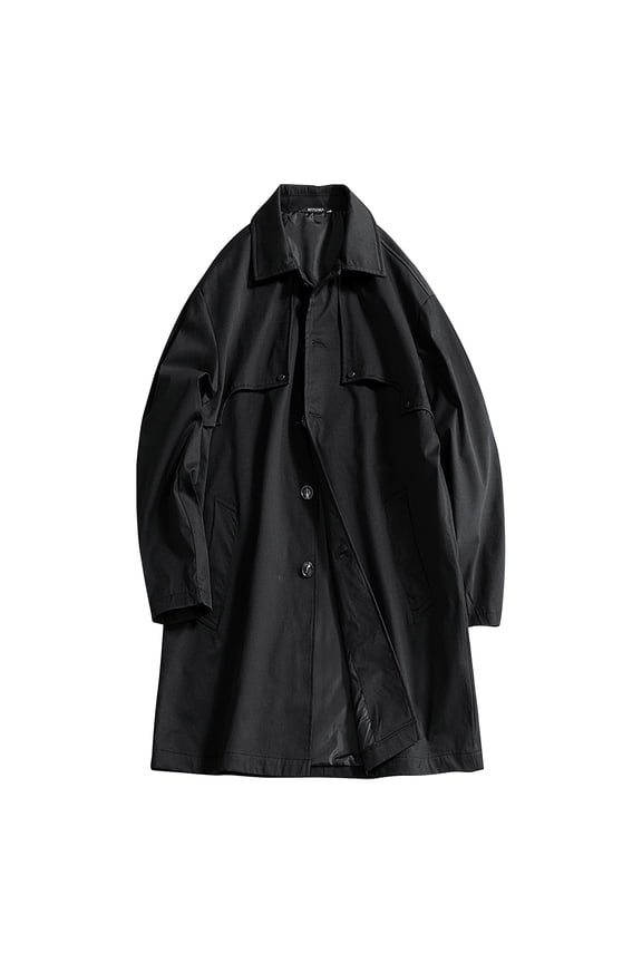 Mens Trench Coat Single Breasted Casual Slim Fit Windbreaker Lapel Lightweight Long Jacket Overcoat Fashion Pea Coat