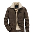 thumbnail image 1 of Xzbqbs Mens Vintage Fleece Sherpa Lined Corduroy Denim Trucker Jackets Lapel Button Down Thickened Winter Warm Windbreaker Coats, 1 of 5