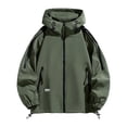 thumbnail image 1 of Xzbqbs Mens Waterproof Hooded Jacket Outdoor Windbreaker Rain Coat Lightweight Soft Shell Loose Fit Jacket for Hiking Travel, 1 of 6
