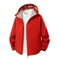 thumbnail image 1 of Xzbqbs Mens Waterproof Lightweight Hooded Rain Jacket Fashion Color Block Outdoor Raincoat Softshell Jacket for Hiking Travel, 1 of 6