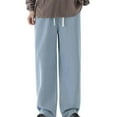 thumbnail image 1 of Xzbqbs Mens Wide Leg Baggy Jeans Casual Fashion Loose Fit Vintage Denim Pants Elastic Waist Drawstring Straight Leg Pants for Men, 1 of 6