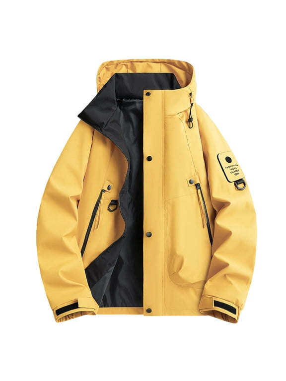 Mens Windproof Jacket Waterproof Lightweight Mountain Jackets Hooded Windbreaker Softshell Raincoat for Hiking Travel
