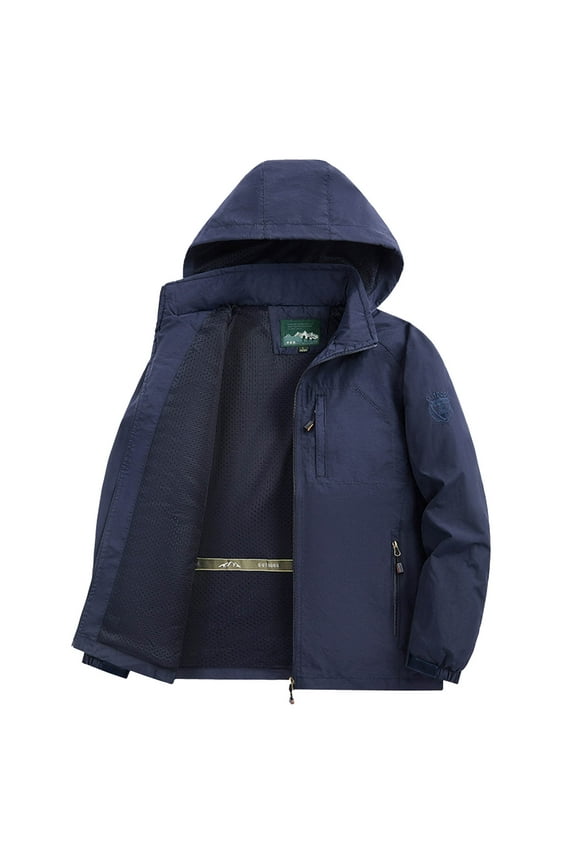 Mens Windproof Jacket Waterproof Lightweight Mountain Sport Coat for Men Hooded Windbreaker Softshell Raincoat for Hiking