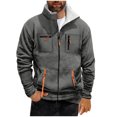 thumbnail image 1 of Xzbqbs Mens Winter Jacket Sherpa Lined Thick Thermal Cotton Warm Fleece Lined Coat Trucker Stand Collar Work Cargo Jackets for Men, 1 of 4