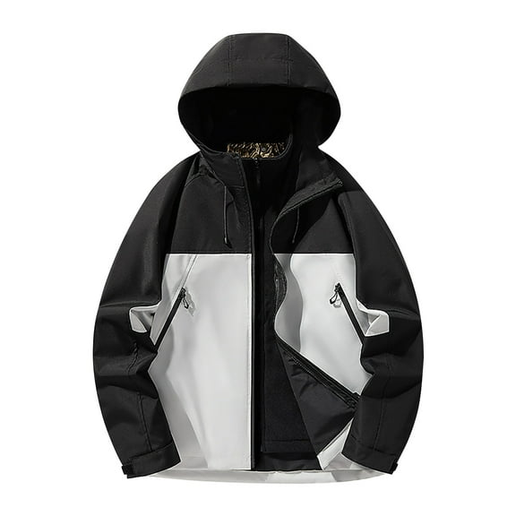 Xzbqbs Mens Winter Skiing Jacket 3 in 1 Waterproof Warm Snow Fleece Lined Coat Hooded Windproof Winter Outdoor Hiking Jacket